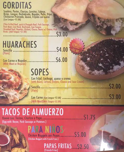 Menu of Tacos la Banqueta, Arlington, Arlington  