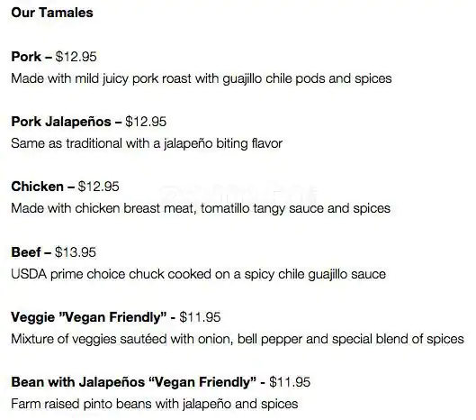 Menu of La Popular Tamale House, Downtown, Dallas  