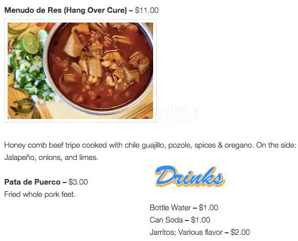 Menu of La Popular Tamale House, Downtown, Dallas  