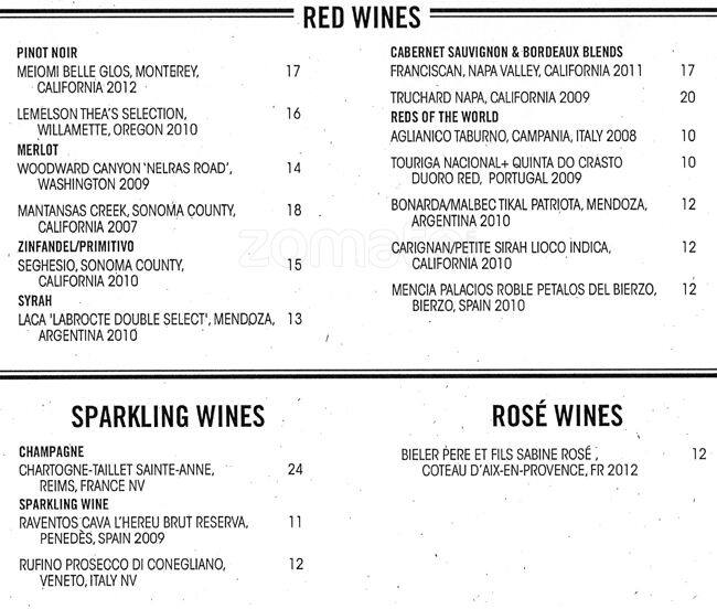 Menu of Cook Hall, Oak Lawn, Dallas  