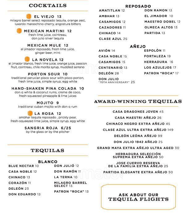 Menu of Meso Maya, Oak Lawn, Dallas  