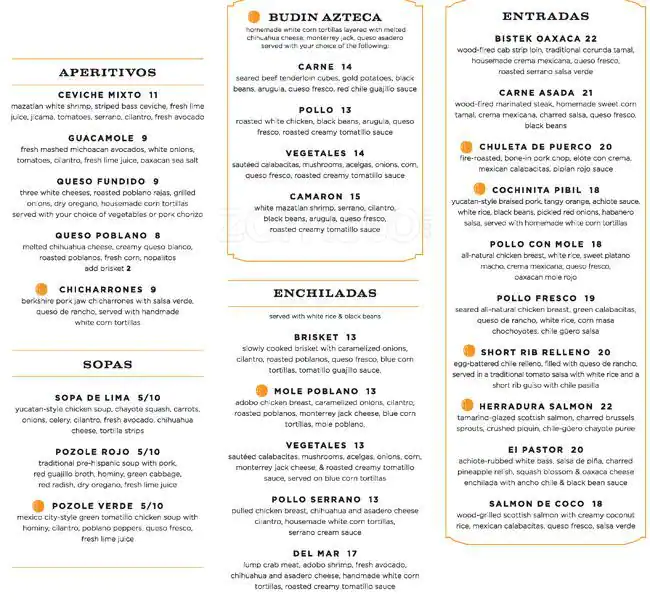 Menu of Meso Maya, Oak Lawn, Dallas  