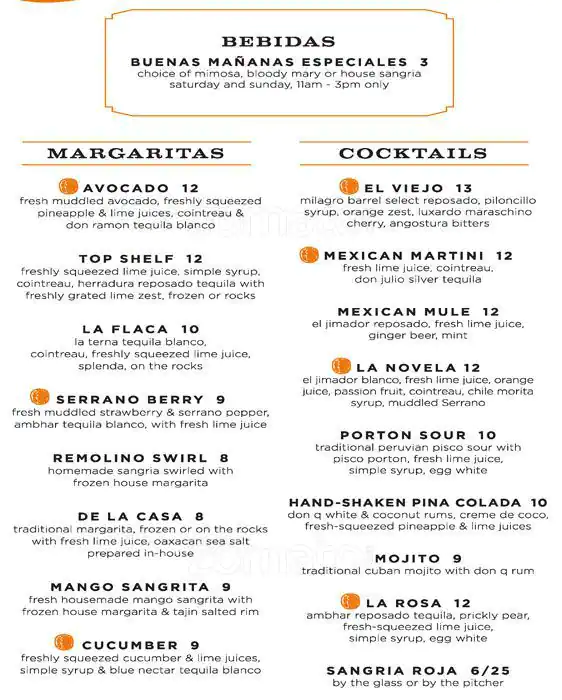 Menu of Meso Maya, Oak Lawn, Dallas  