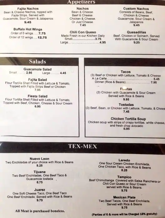 Menu of Buena Vista, West Dallas, Dallas  