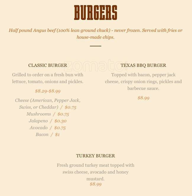 Menu of Kays Restaurant & Bar, Lovefield, Dallas  