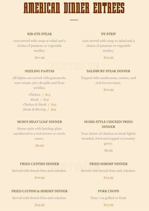 Menu of Kays Restaurant & Bar, Lovefield, Dallas  