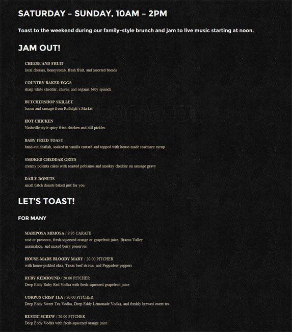 Menu of The Rustic, Cityplace, Dallas  