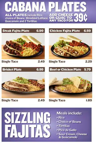 Menu of Taco Cabana, Carrollton, Carrollton  