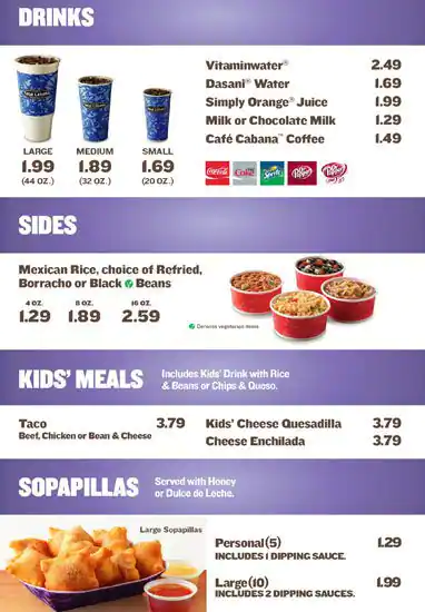 Menu of Taco Cabana, Carrollton, Carrollton  