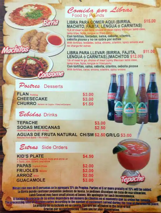 Menu of Birrieria Aguinaga, Casa View, Dallas  