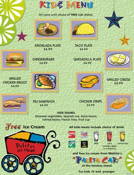 Menu of Mattito's, Oak Lawn, Dallas  