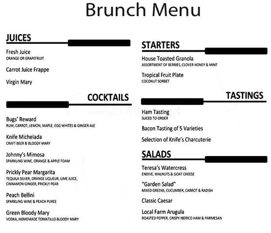 Menu of Knife - The Highland Hotel, Lower Greenville, Dallas  