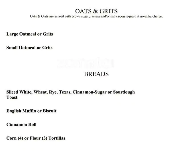 Menu of Old West Cafe, South Arlington, Arlington  