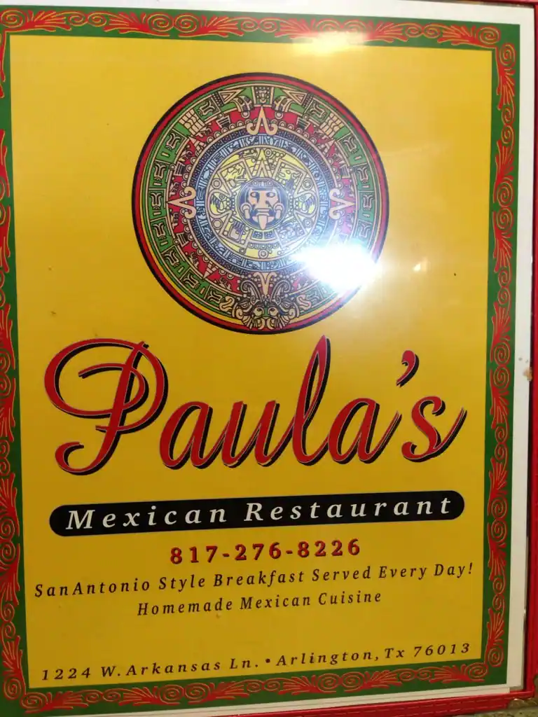 Menu of Paula's Mexican Restaurant, Dalworthington Gardens, Arlington  