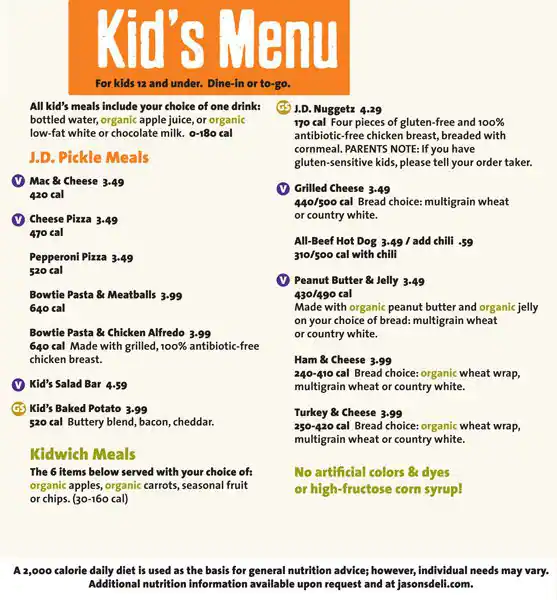 Menu of Jason's Deli, Northwest Dallas, Dallas  