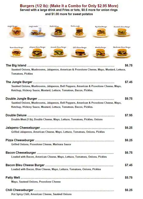 Menu of Burger Island, Oak Lawn, Dallas  