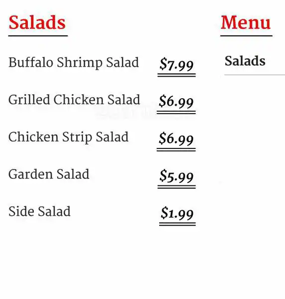 Menu of TJ's Catfish & Wings, Dalworthington Gardens, Arlington  