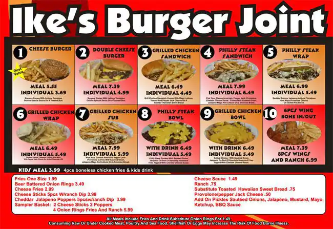 Menu of Ike's Burger Joint, Bedford, Bedford  