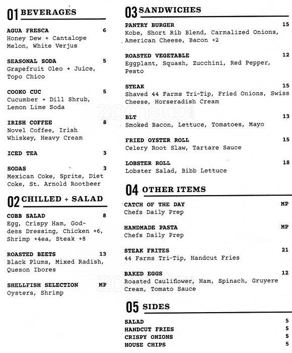 Menu of Proof + Pantry, Downtown, Dallas  