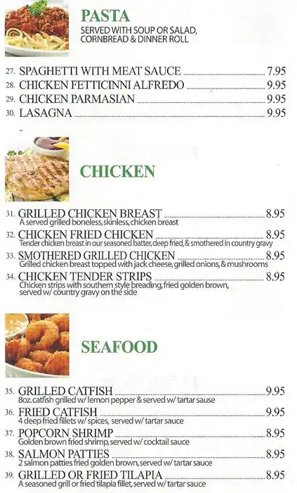 Menu of Mom's Cafe, Allen, Allen  