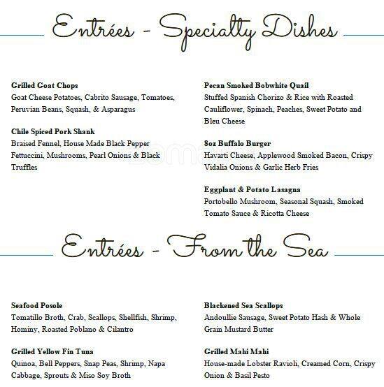 Menu of Cypress Grille, Boerne, Boerne  