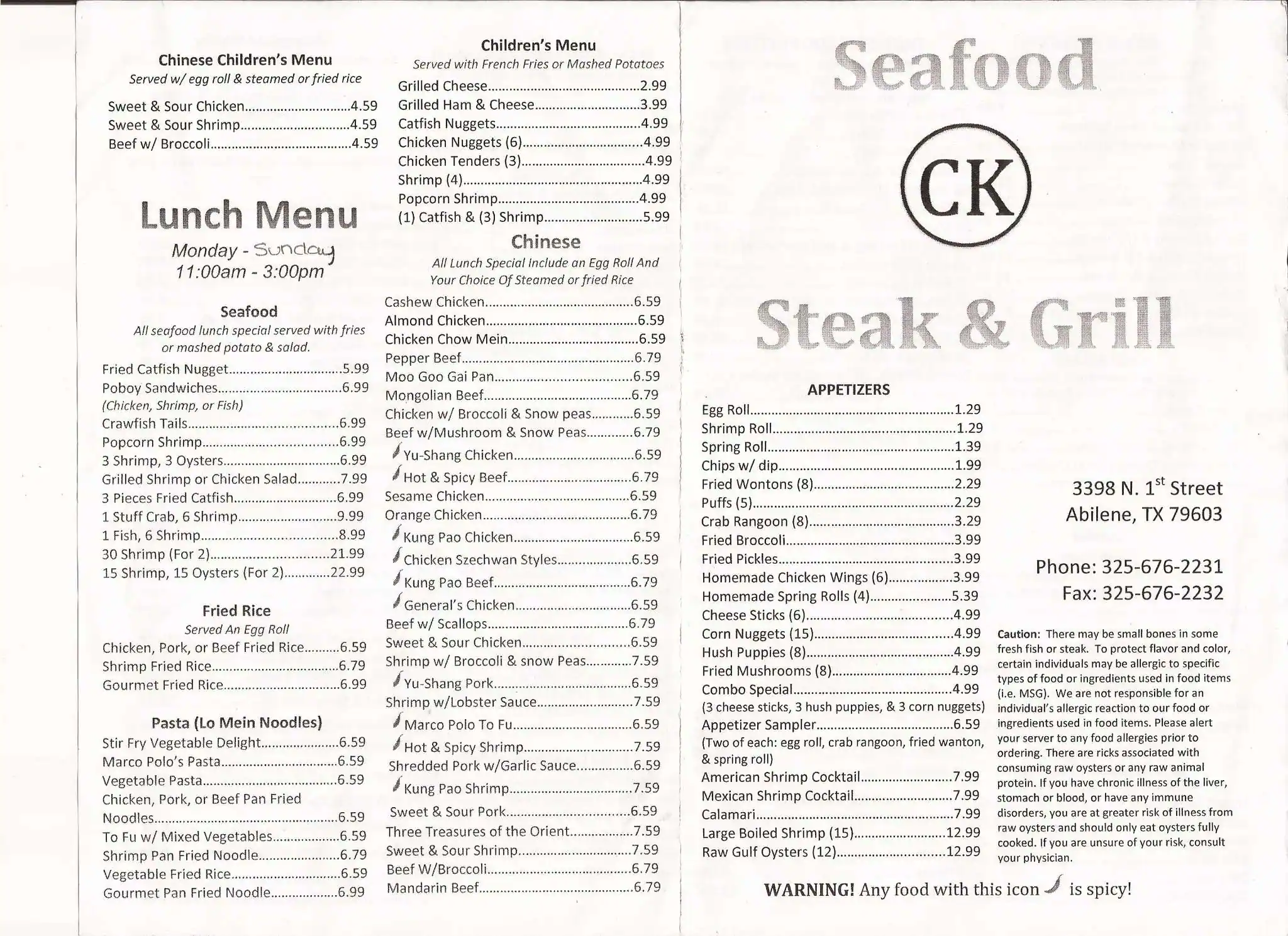 Best restaurant menu near Abilene Abilene
