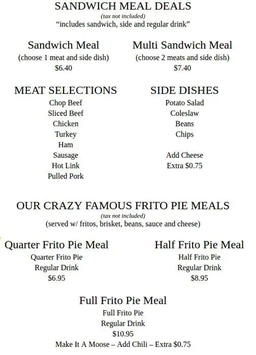 Menu of Crazy Larry's Bar-B-Que, Amarillo, Amarillo  