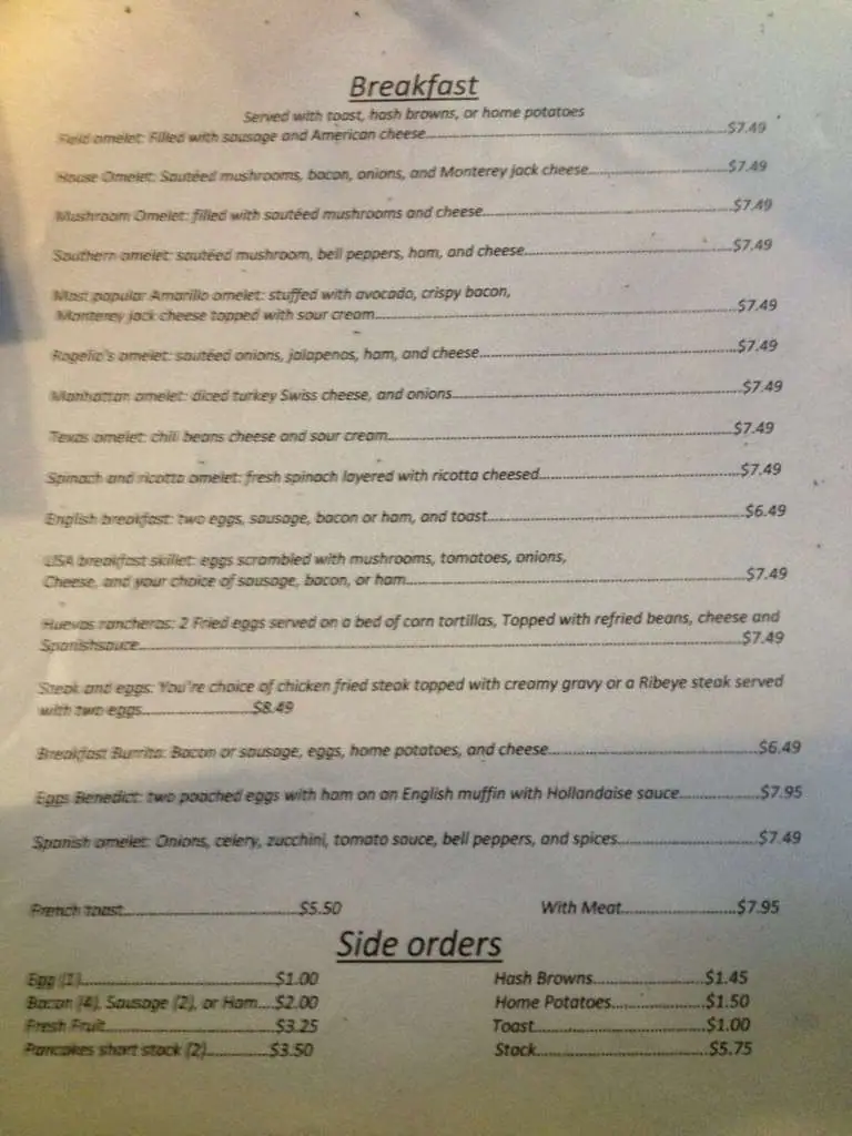 Best restaurant menu near Amarillo Amarillo