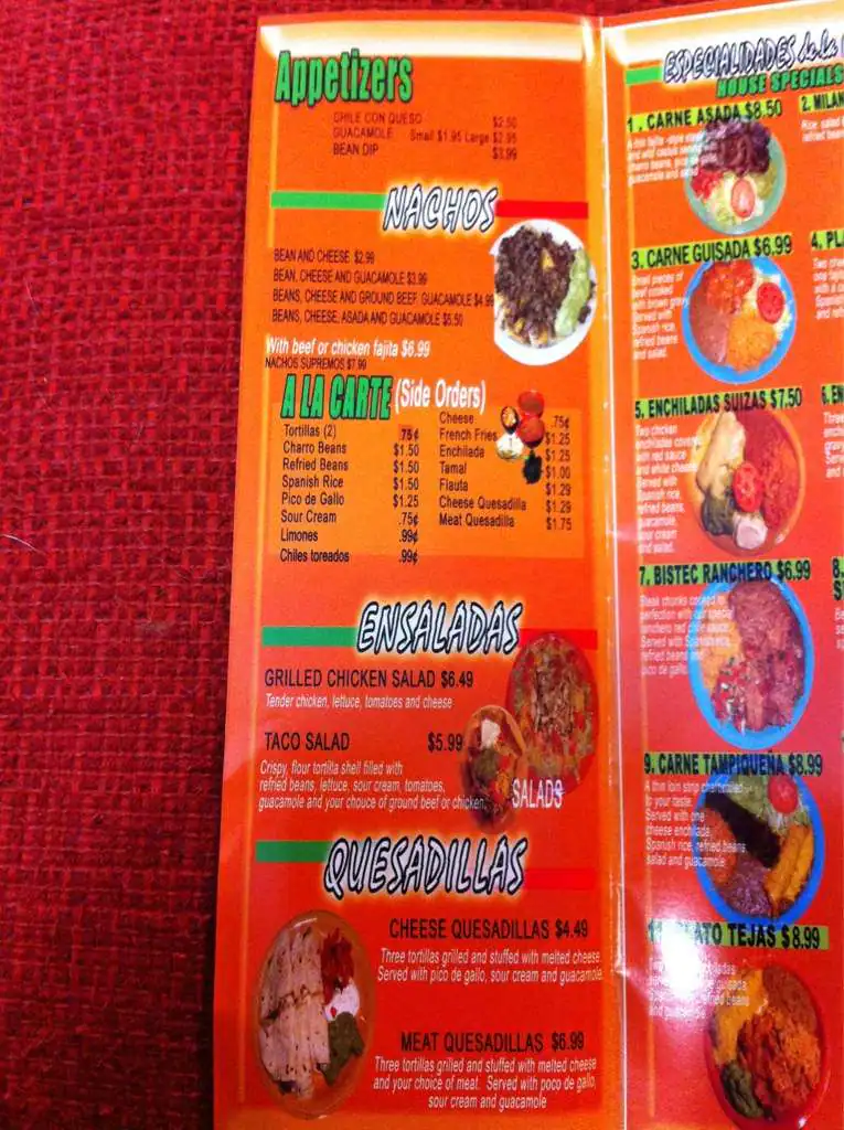 Menu of Taqueria El Tapatio, Amarillo, Amarillo  