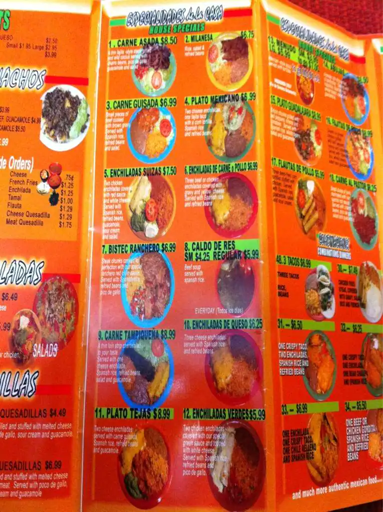 Menu of Taqueria El Tapatio, Amarillo, Amarillo  