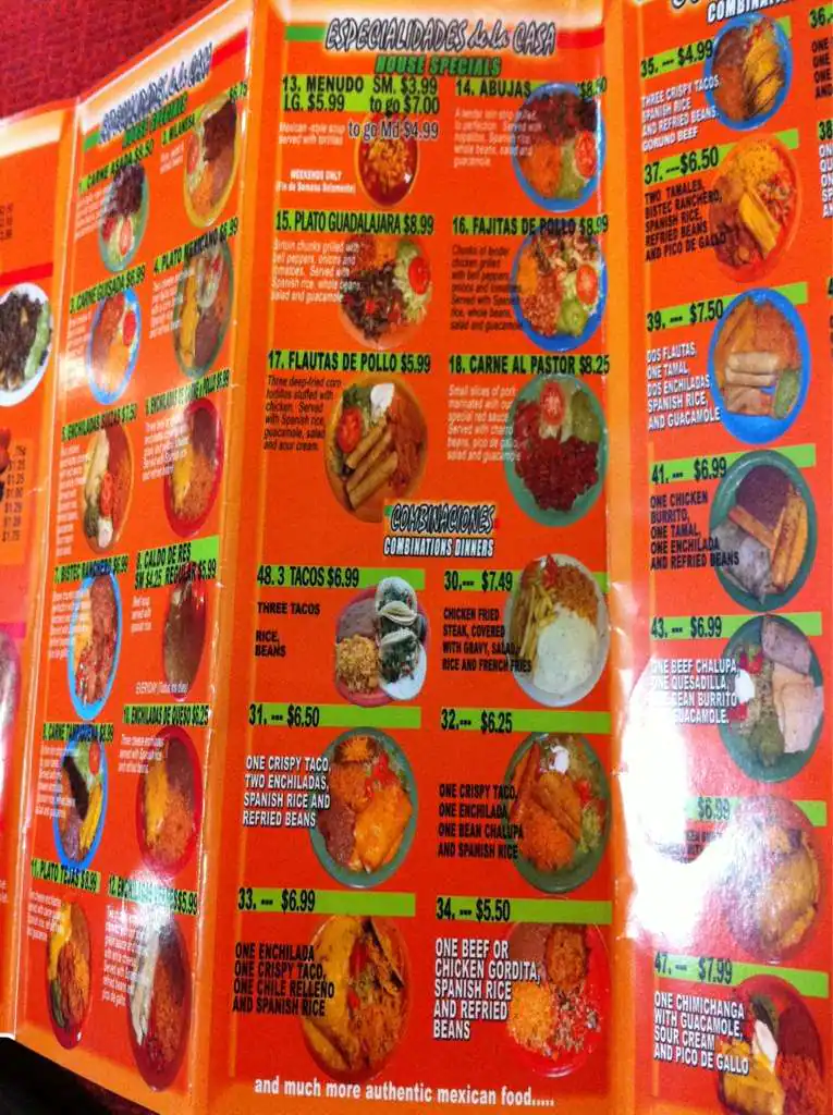 Menu of Taqueria El Tapatio, Amarillo, Amarillo  