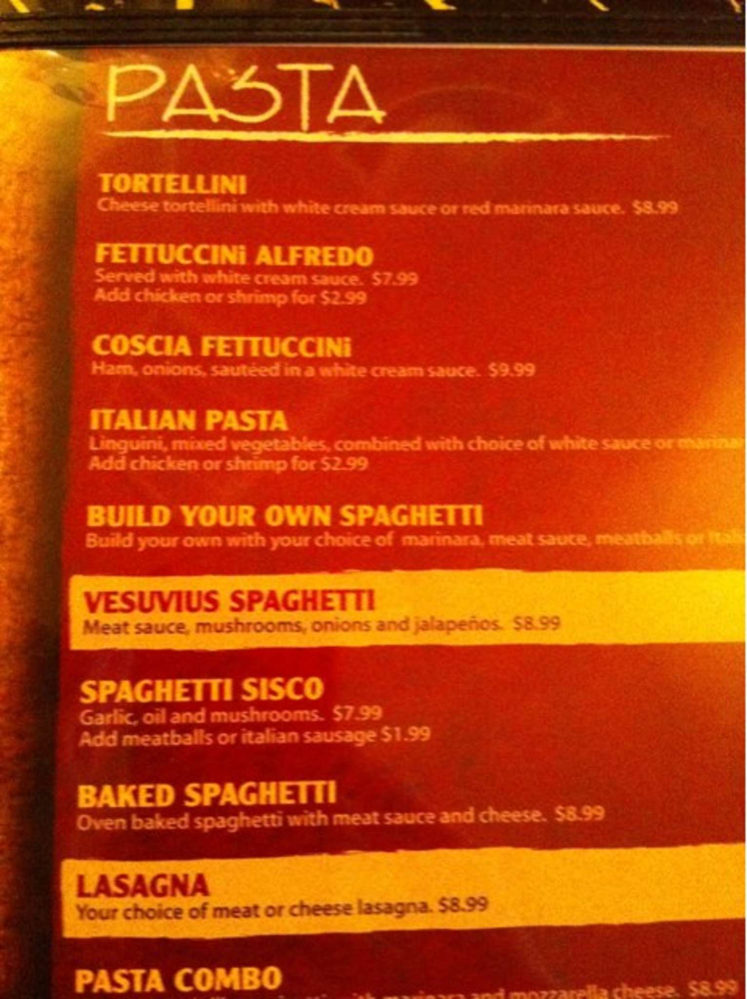 Menu of Pescaraz Italian Restaurant, Amarillo, Amarillo  