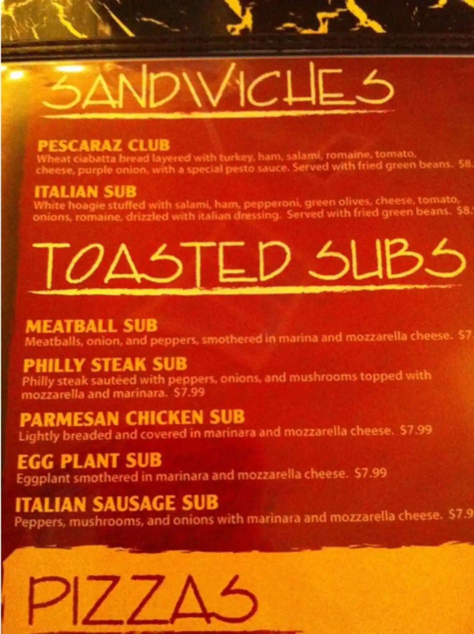 Menu of Pescaraz Italian Restaurant, Amarillo, Amarillo  