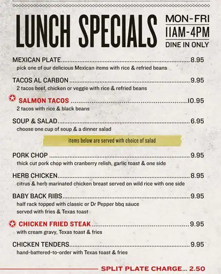 Menu of Ozona Grill & Bar, College Station, College Station  