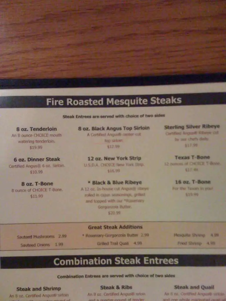 Menu of Ol' Steakhouse, Corpus Christi, Corpus Christi  