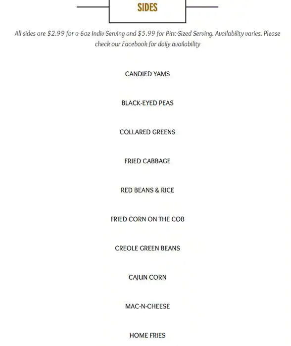 Menu of Y'all Down Home Cafe, Manor, Austin  