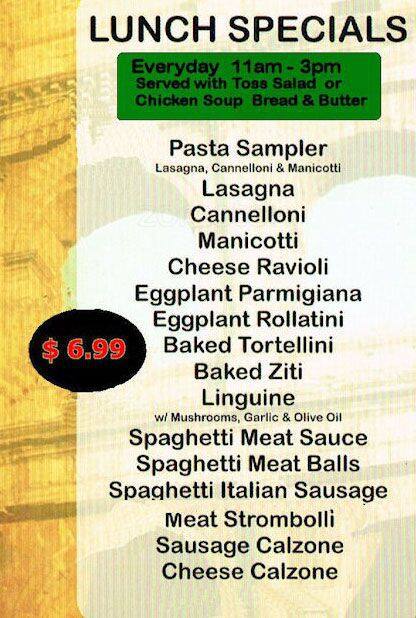 Menu of Bella Sera, Lockhart, Caldwell County  