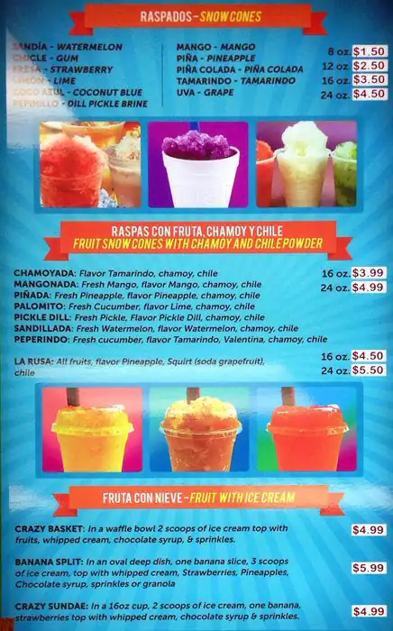 Menu of Crazy Fruits, Southpark Meadows, Austin  