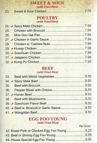 Menu of Flaming Buffet, Northwest Dallas, Dallas  