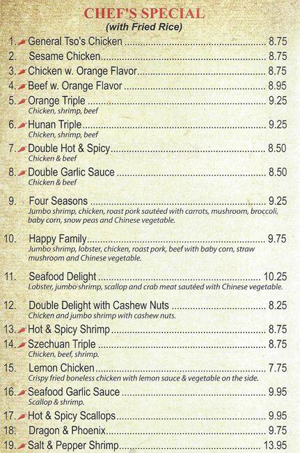 Menu of Flaming Buffet, Northwest Dallas, Dallas  