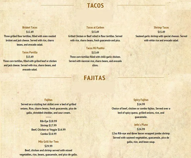 Menu of Gabriela and Sofia's, North Dallas, Dallas  