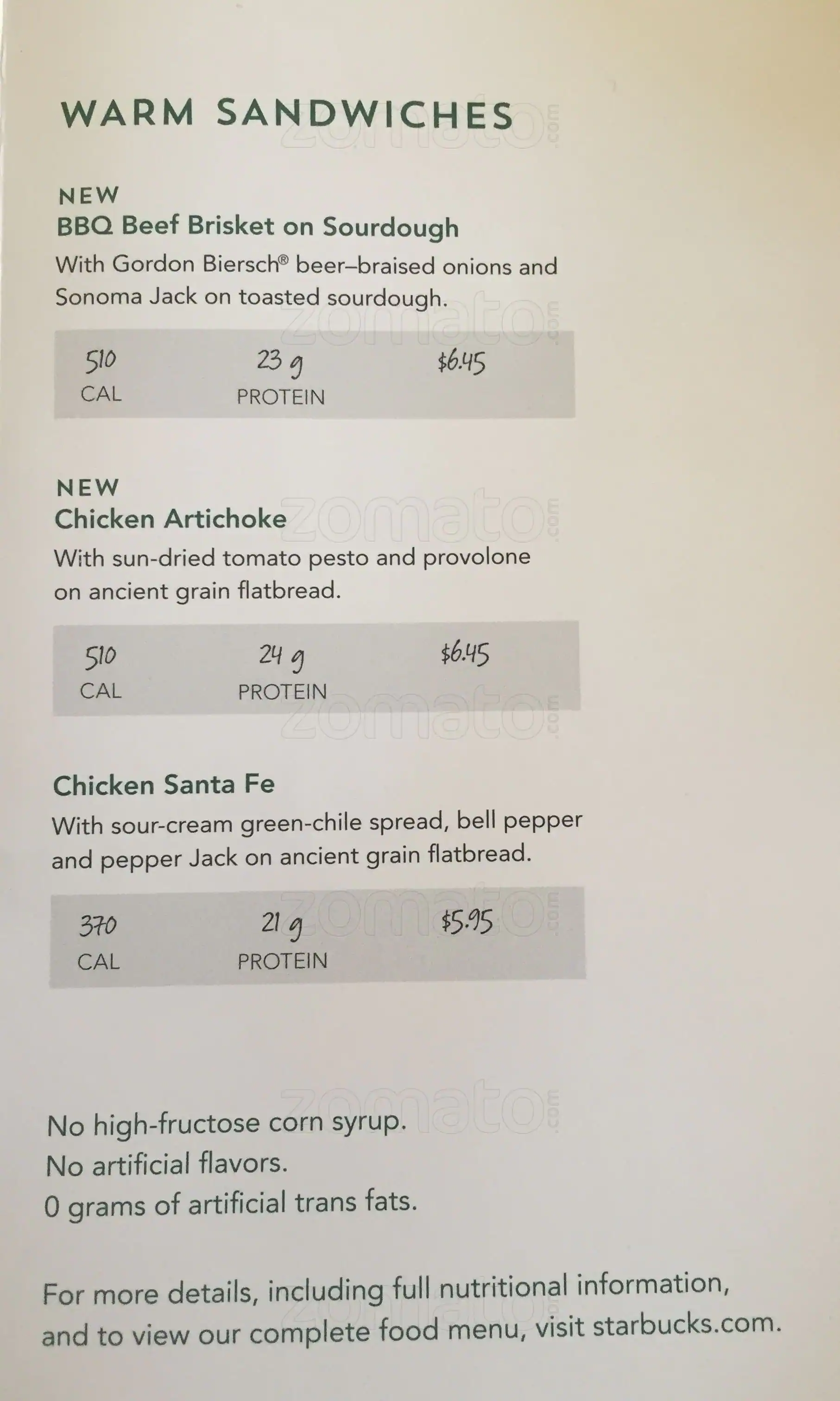 Menu of Starbucks, Lake Highlands, Dallas  