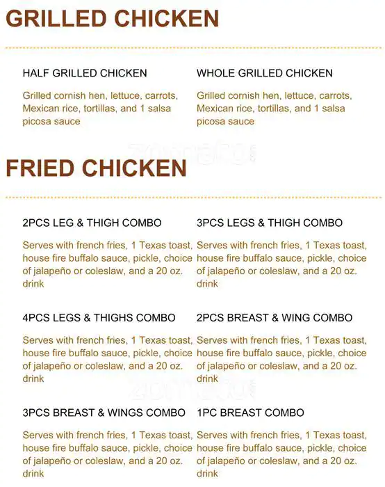 Menu of Mike's Chicken, Oak Lawn, Dallas  