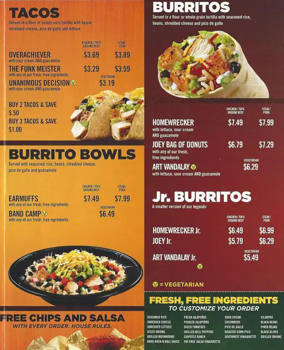 Menu of Moe's Southwest Grill, Arlington, Arlington  