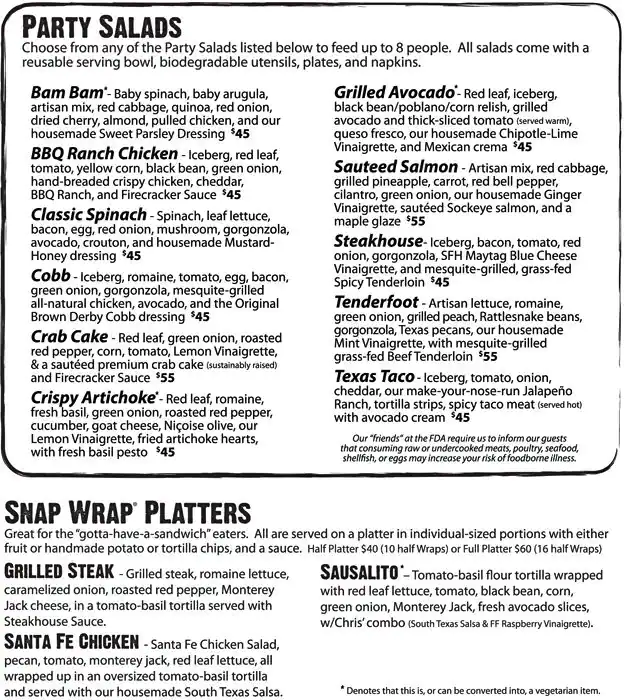 Menu of Snappy Salads, Far North Dallas, Dallas  