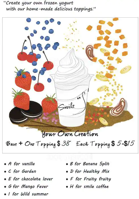 Menu of Yogurt Smile, Burleson, Burleson  