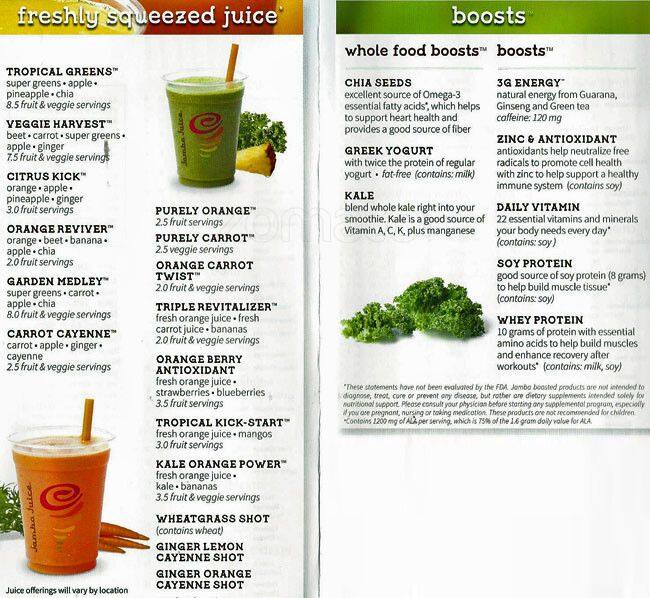 Menu of Jamba Juice, North Dallas, Dallas  