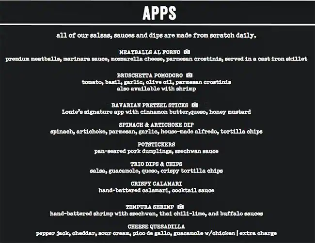 Menu of Bar Louie, Allen, Allen  