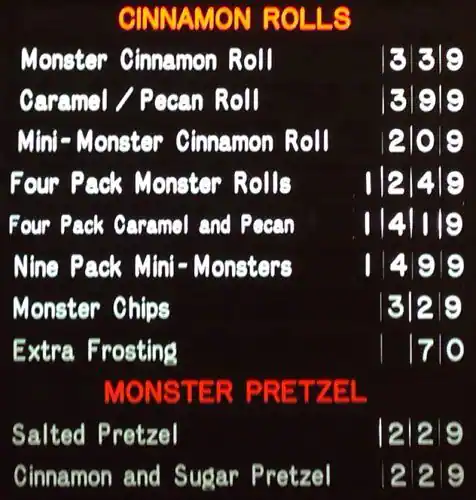 Menu of Cinnamonster, Allen, Allen  