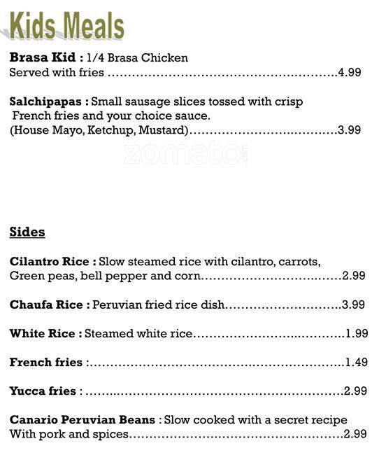 Menu of Las Brasas Rotisserie & Grill, Arlington, Arlington  
